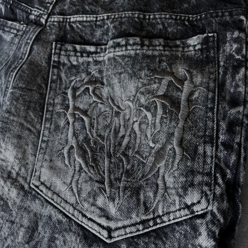 Y2K Phantom Spider Patch Baggy Jeans