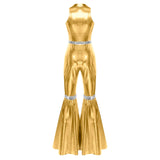 Women's 70s Disco Sequin Jumpsuit – Retro Bell-Bottom