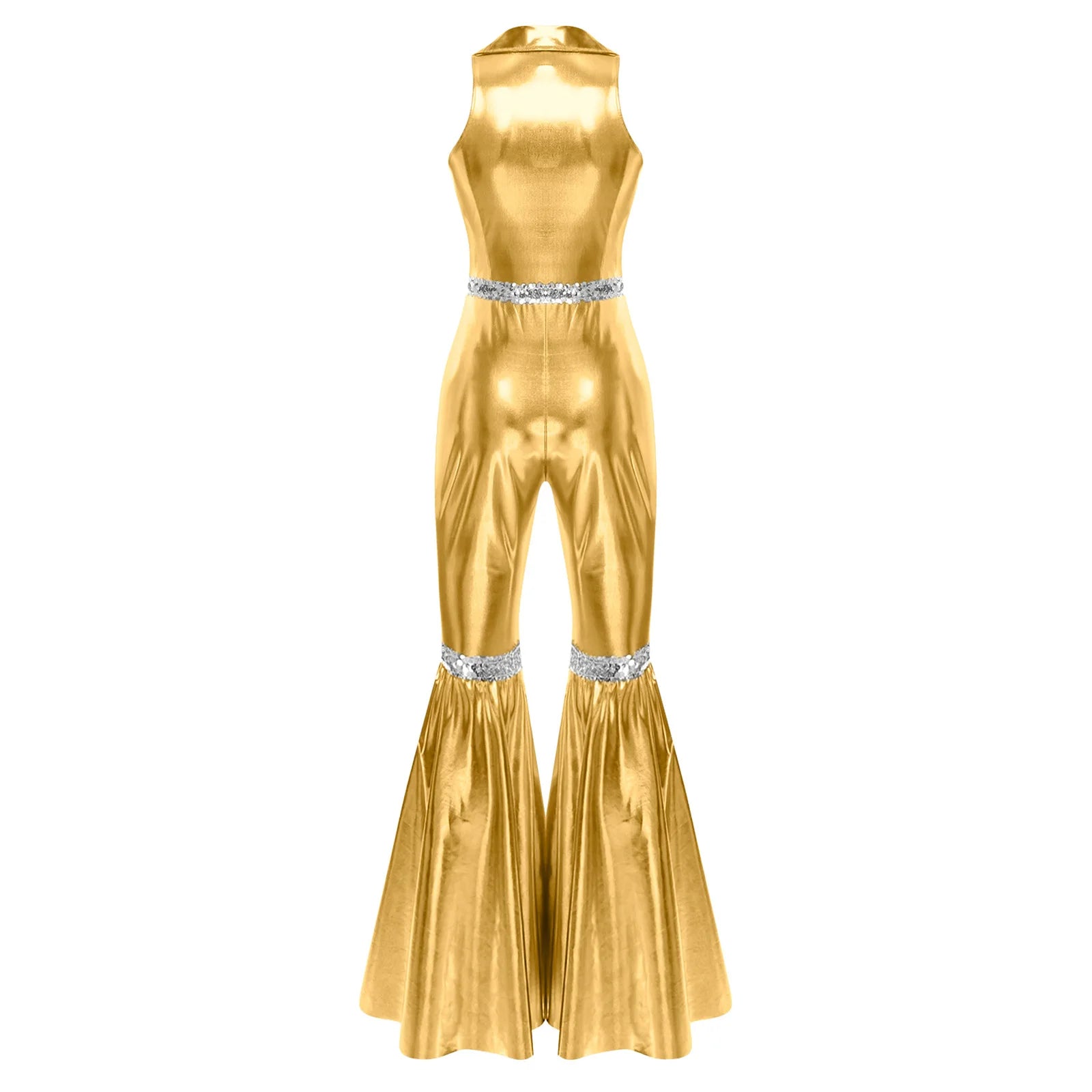 Women's 70s Disco Sequin Jumpsuit – Retro Bell-Bottom
