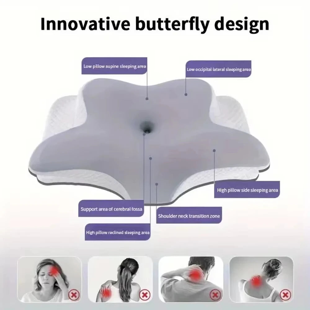 2026 New Solid Color Special-shaped Horn Pillow, Butterfly Pillow Memory Cotton Slow Rebound Neck Protection Sleep Pillow