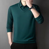 Men's Contrast Polo Shirt – Relaxed Long Sleeve Layered Look