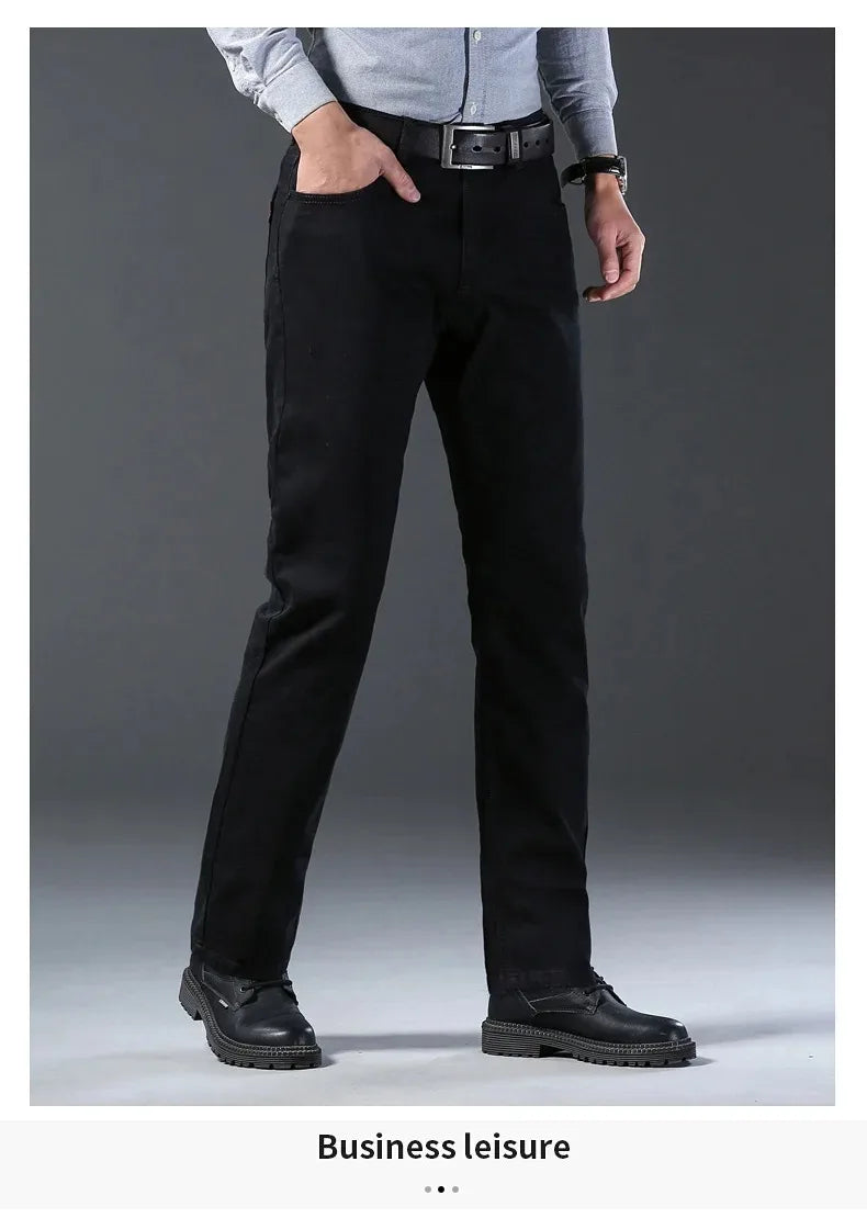 Men’s Classic Black Straight-Leg Stretch Jeans