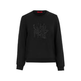 Floral Embroidered Women's Pullover Sweatshirt with O-Neck