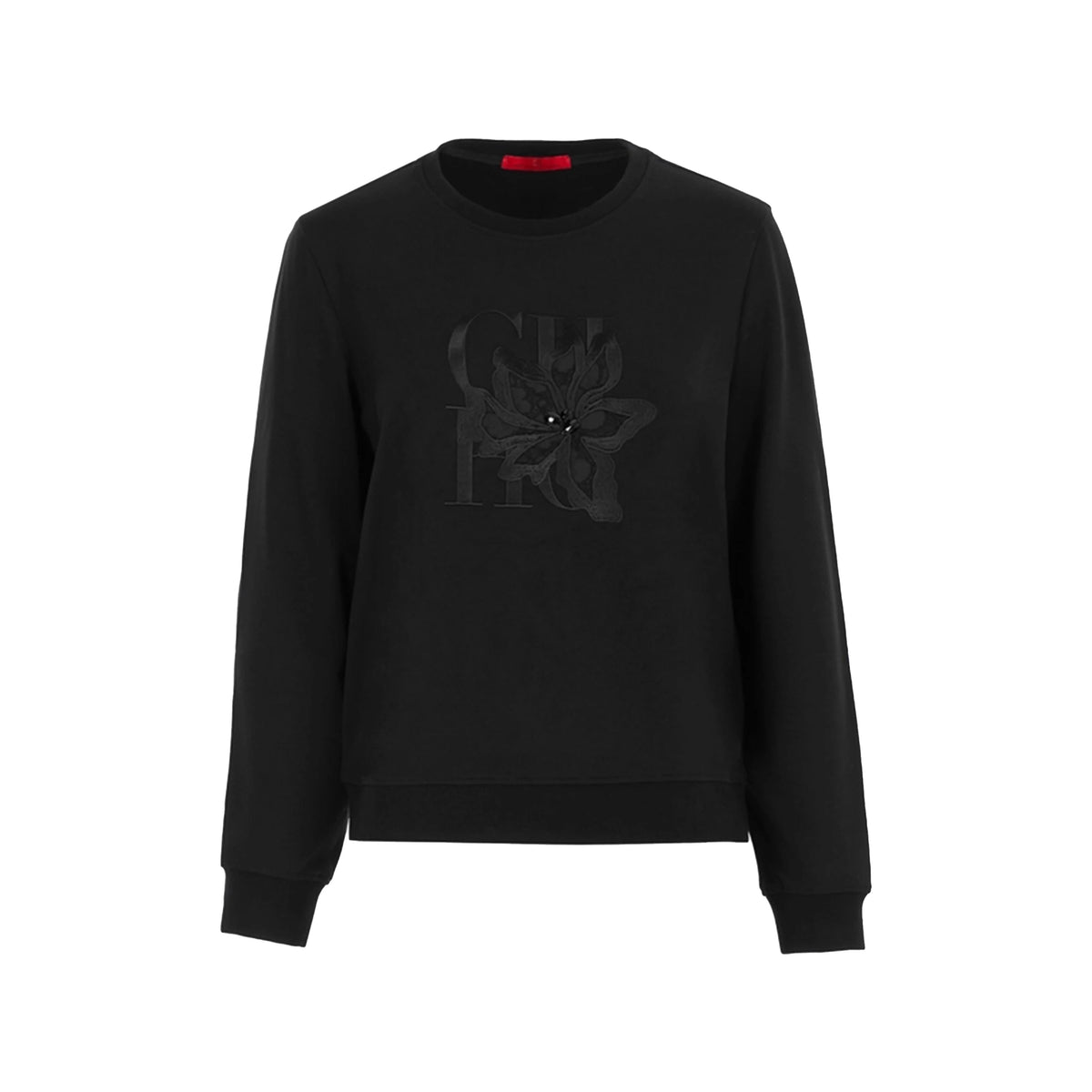 Floral Embroidered Women's Pullover Sweatshirt with O-Neck