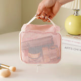 Large Mesh Makeup Bag for Women Portable Breathable Cosmetic Organizer Bag Travel Makeup Pouch with Simple Design