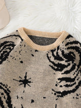 Men's Abstract Star Knit Crew Neck Sweater