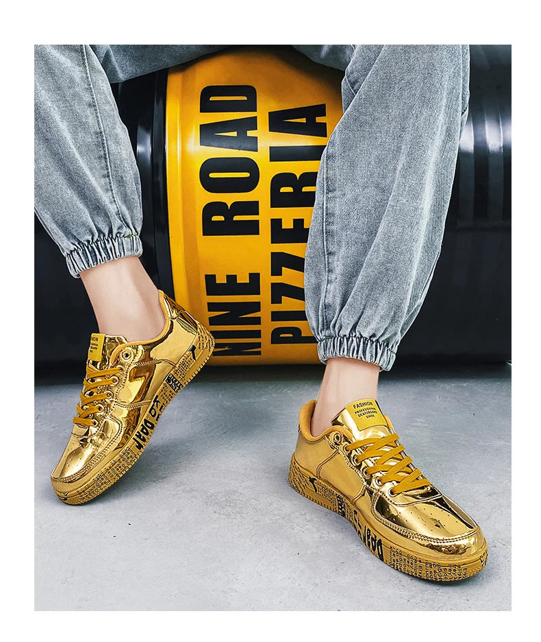Men's Glitter Lace-Up Streetwear Sneakers