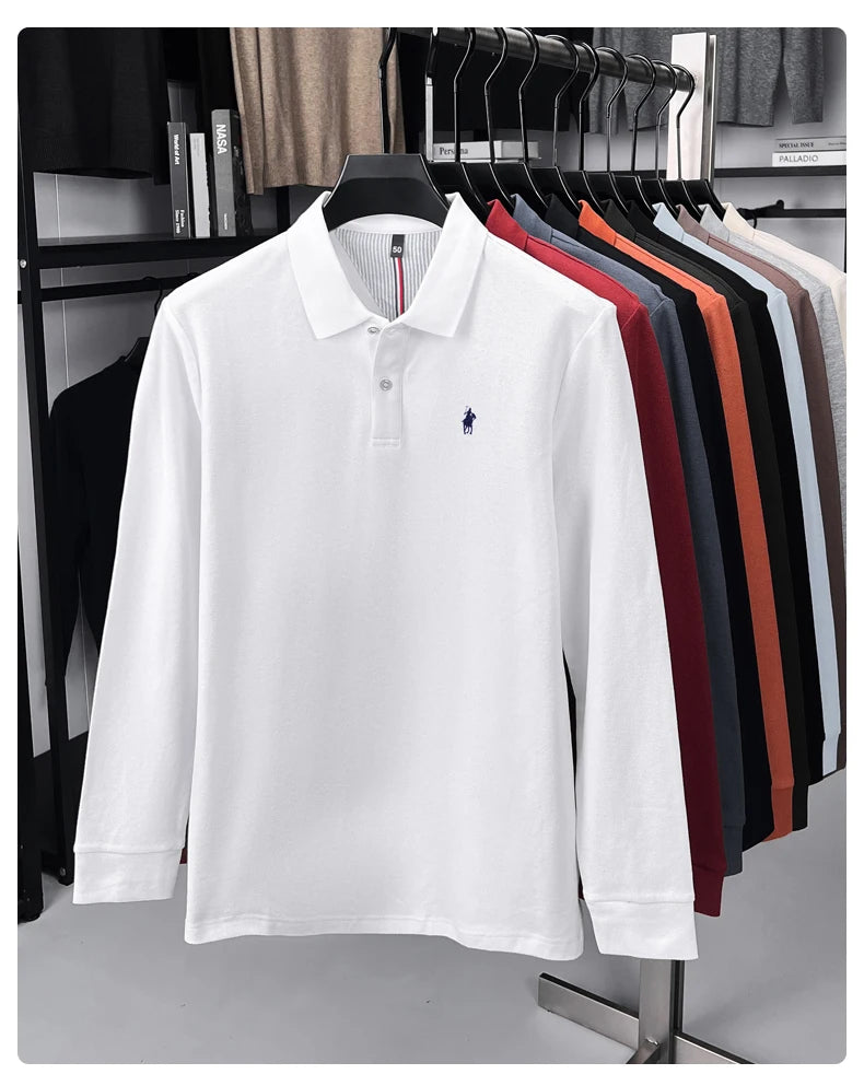 Premium Cotton Embroidered Long Sleeve Polo Shirt