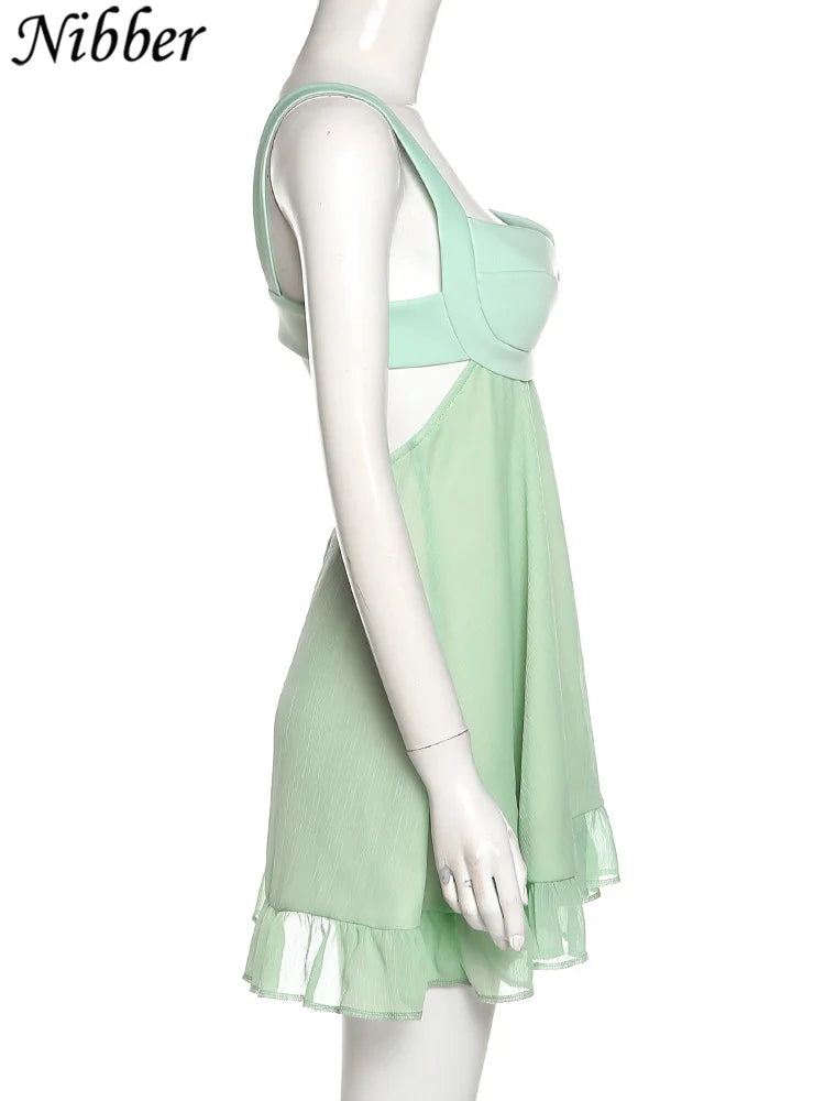 Elegant Ruffle Backless Summer Dress