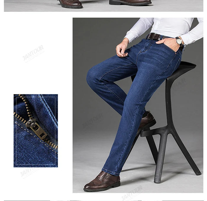 Cotton Men's Jeans Denim Pants Brand Classic Clothes Overalls Straight Trousers for Men Black Oversize Large Size 35 40 42 44 46