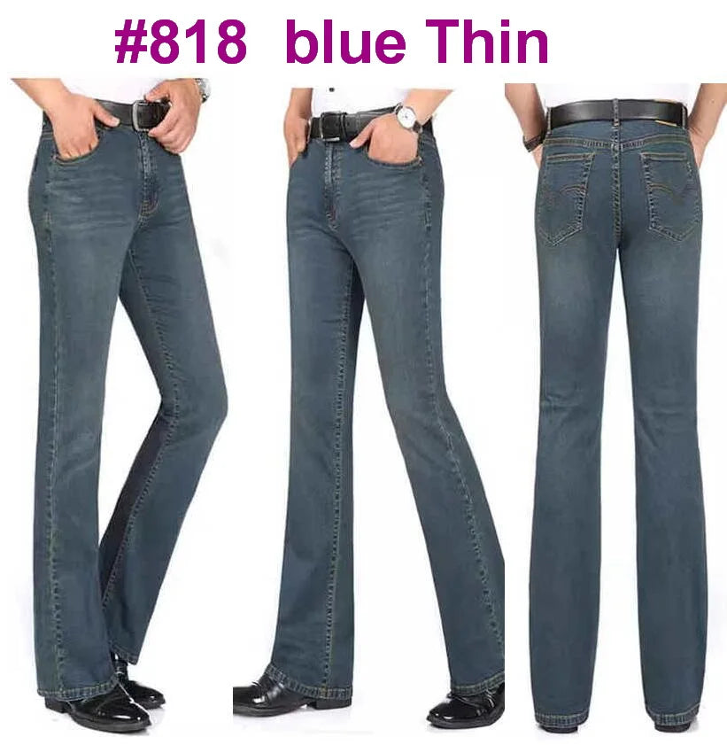 Men's Mid-Rise Flare Jeans | Slim Fit Denim Trousers