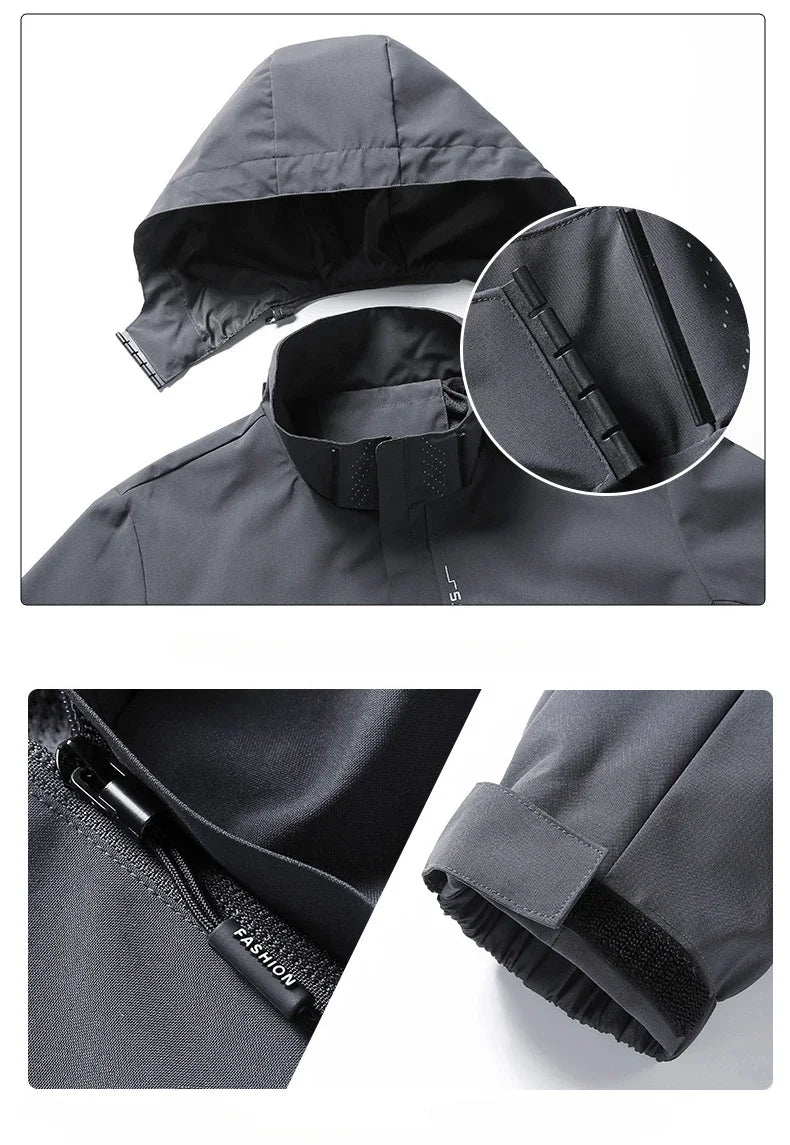Men’s Hooded Rain Jacket with Detachable Hood