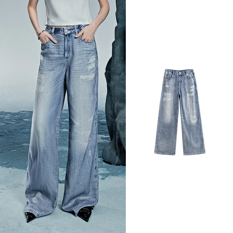 TOYOUTH Women Denim Jean 2025 Spring New Long Pants 8518053