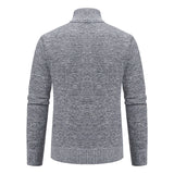 Men’s Fleece-Lined Stand Collar Cardigan
