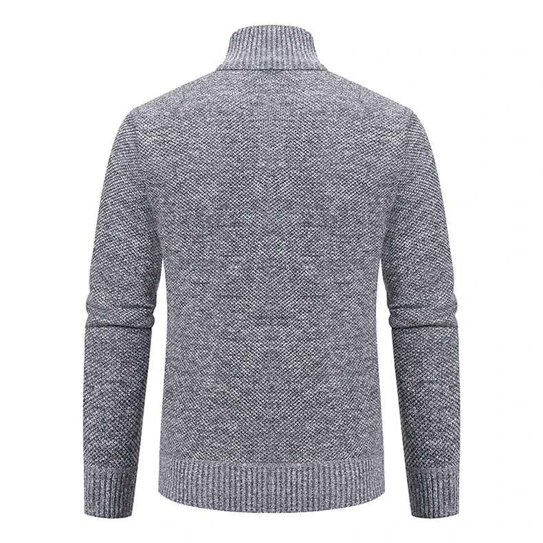 Men’s Fleece-Lined Stand Collar Cardigan