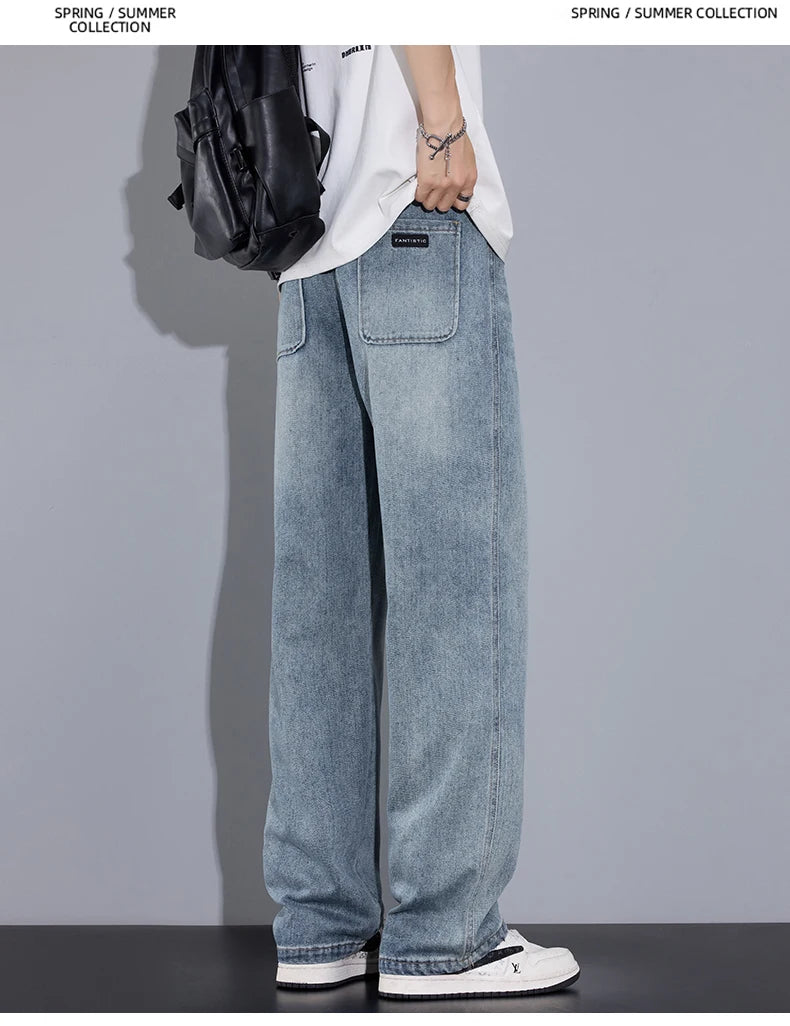 Men's Light Blue Straight-Leg Jeans
