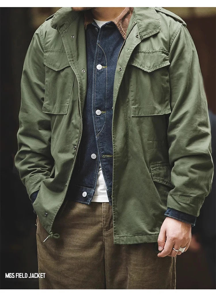 Men's Vintage Military Field Jacket – Cotton Zip Coat