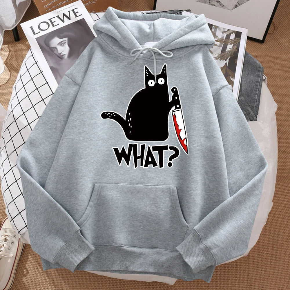 Little Black Cat Graphic Hoodie