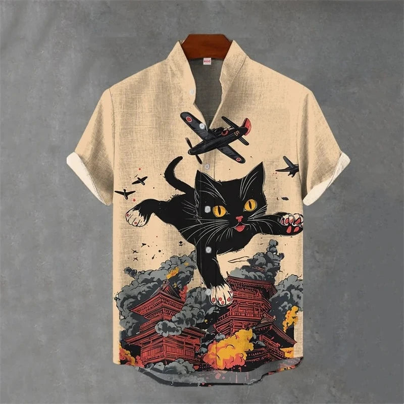 Men’s Japanese Animal Graphic Hawaiian Shirt