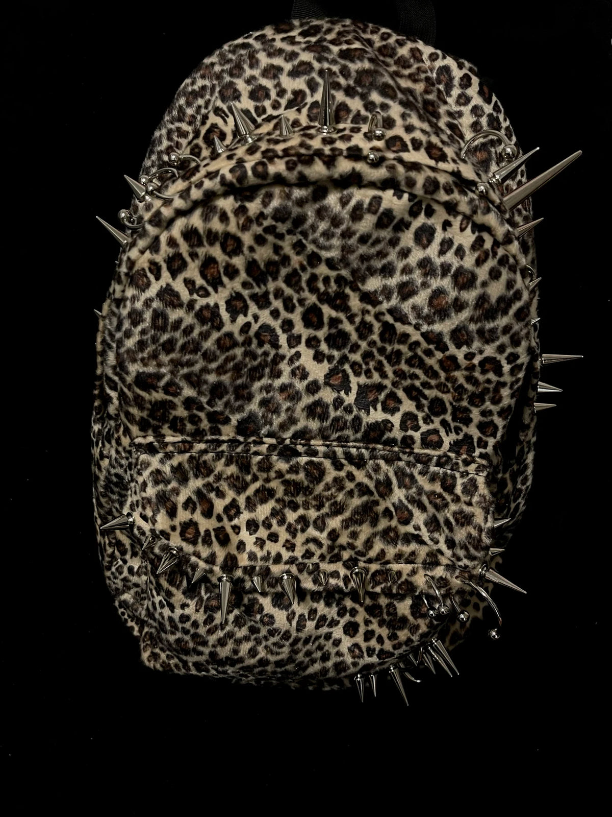 Punk Rivet Leopard Print Backpack Men's Bag Large Capacity Fashion Backpacks for Women