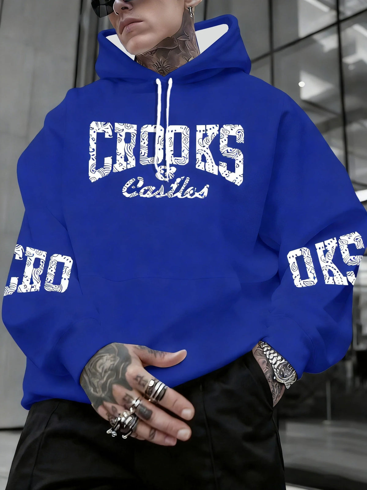 Men's Crooks & Castles Hooded with Iconic Print - Loose Fit Streetwear Hoodie, Slight Stretch Fabric, Machine Washable Winter