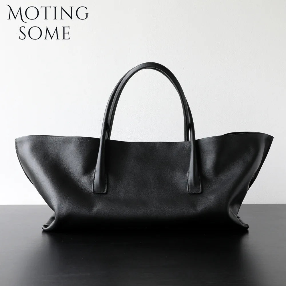 Motingsome Luxury Niche First-layer Cowhide Tote Bag Woman Large Capacity Shoulder Underarm Bag Casual Tote Big Handbag 2025 New