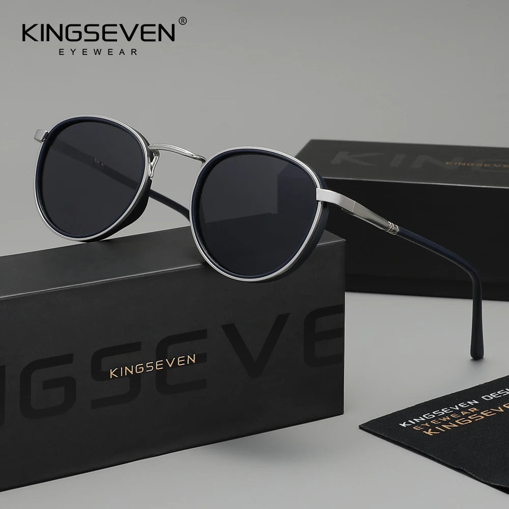 KINGSEVEN Original Causal Round Frame Sunglasses Men Polarized UV400 Eyewear Luxury Retro Fashion Women Driving Fishing Glasses