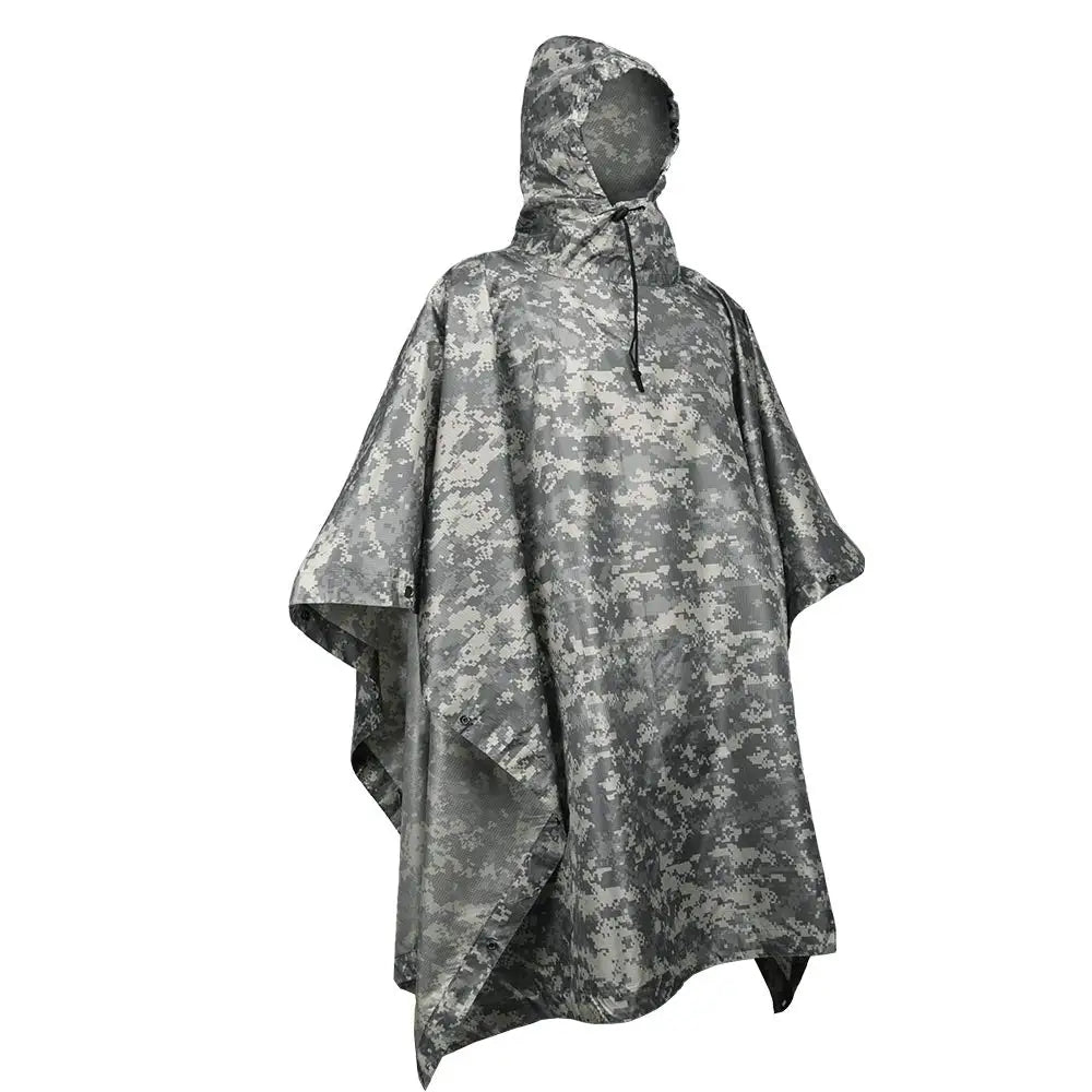 Tactical Camo Raincoat – Packable Waterproof Poncho