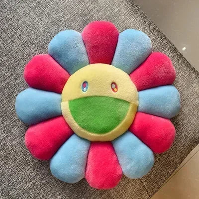 Rainbow Daisy Children's Plush Pillow, Japanese, Sunflower, Floor Game Mat Seat Pillow Sofa House Car Decoration Plush Pillow