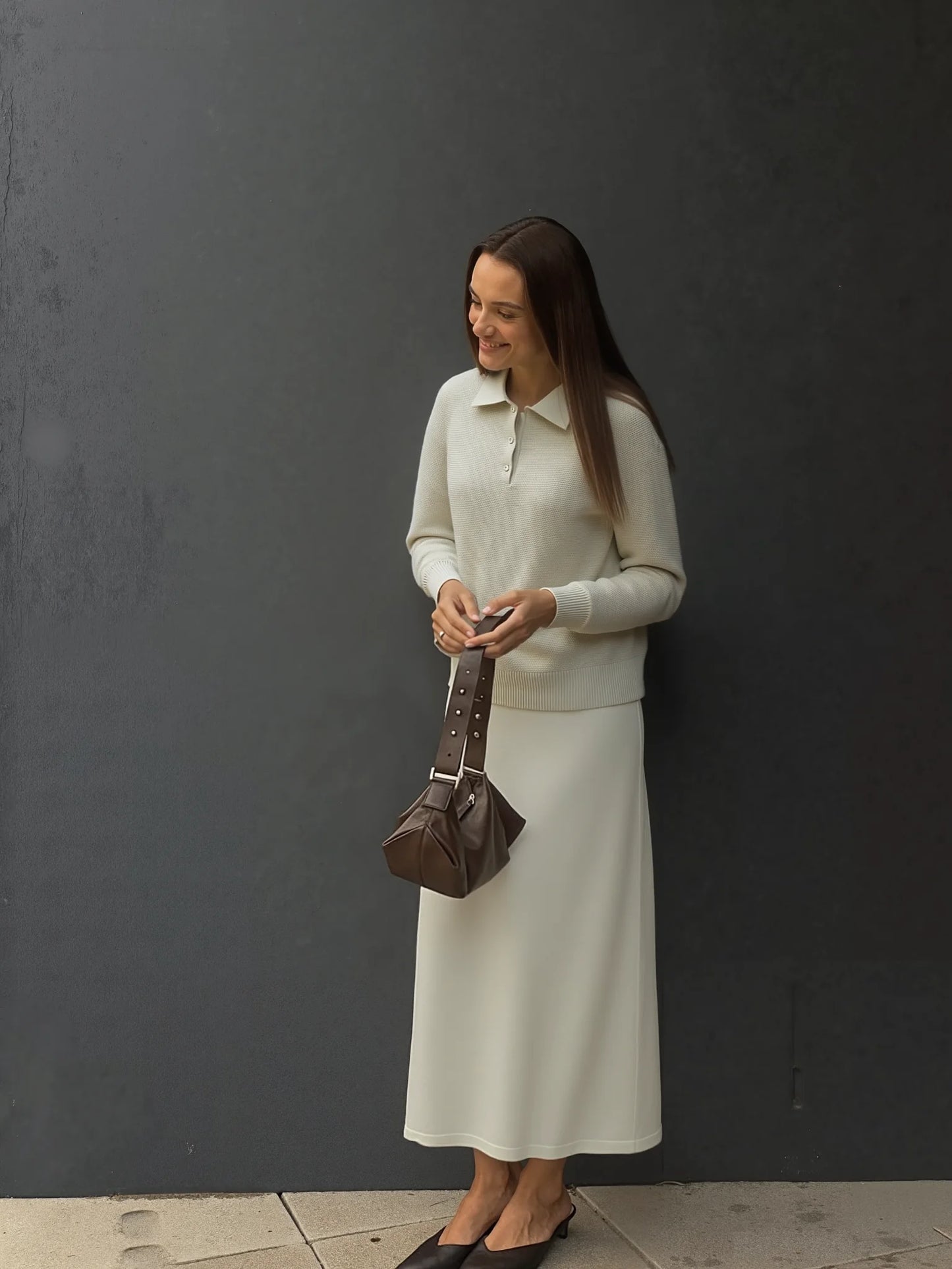 Hirsionsan Winter Thick Women Knitted Suits Soft 2 Pieces soft Female Sets Polo Neck Sweater & Wide Leg Pants Knitted Outfit