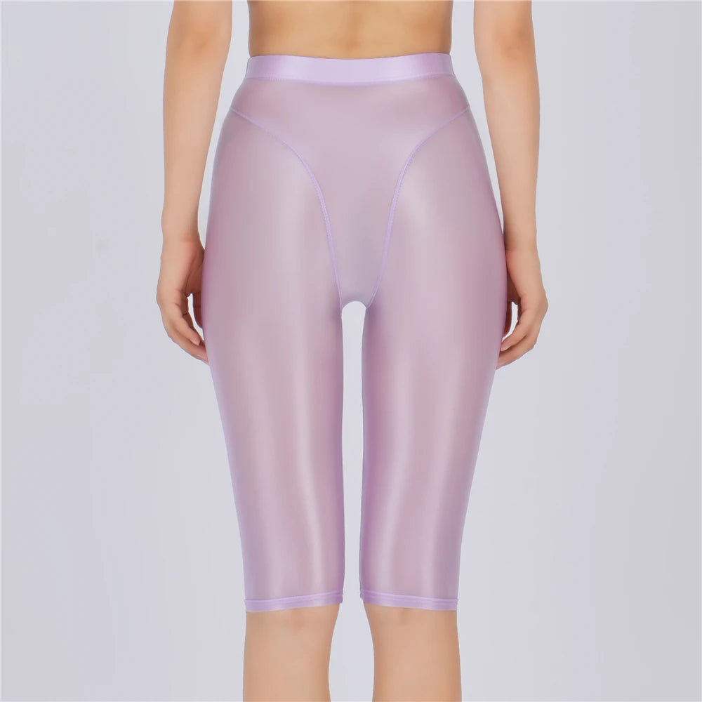 Women's Sheer Stretch Knee-Length Shorts