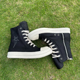 Ro Classic Design Black Canvas Boot High Top Shoe Men Casual Shoes Luxury Zipper Women Sneaker s Ankle Boots Sneakers