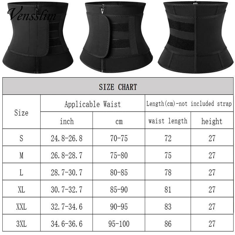 Vensslim Sauna Workout Waist Trainer Trimmer Men Weight Loss Neoprene Body Shaper Sweat Belly Belt with Adjustable Straps Corset