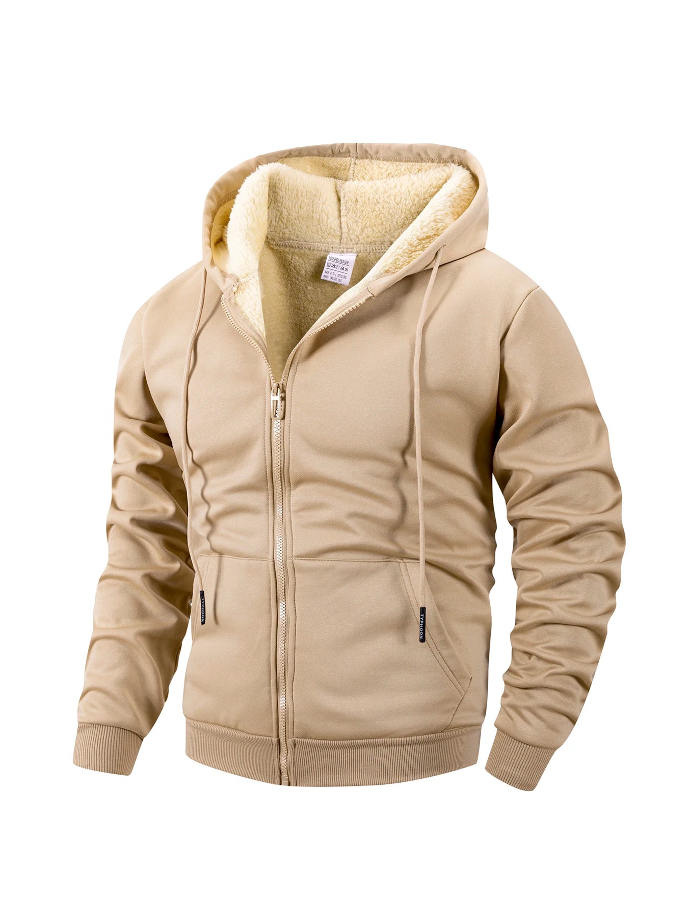 Men's Fleece Zip-Up Hoodie Jacket – Warm & Windproof