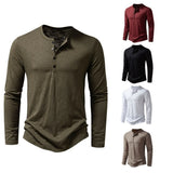 Men's Cotton Henley Long Sleeve Shirt