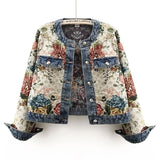 Retro Jacquard Denim Jacket | USA-Made Women's Cropped Spring Coat