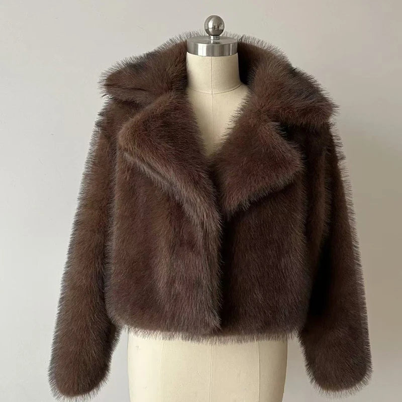 Women's Faux Fur Winter Jacket with Pockets