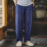 Maden Men's Vintage Denim Jeans Washed Blue Lightweight Baggy Straight Wide Leg Zipper Casual Spring Summer Pants