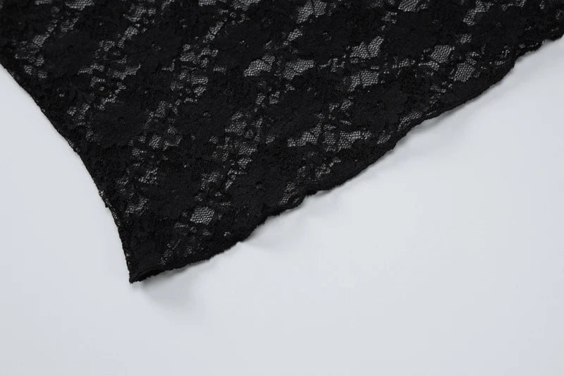 Mesh Lace Long Sleeve Crop Top