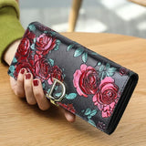 Genuine Leather Purse Wallet Female 3d Embossing Ladies Personality Retro Long Clutch Wallet Women Purse Coin Holders
