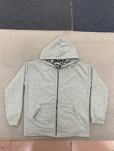 Men’s Grey Leopard Print Zip-Up Hoodie