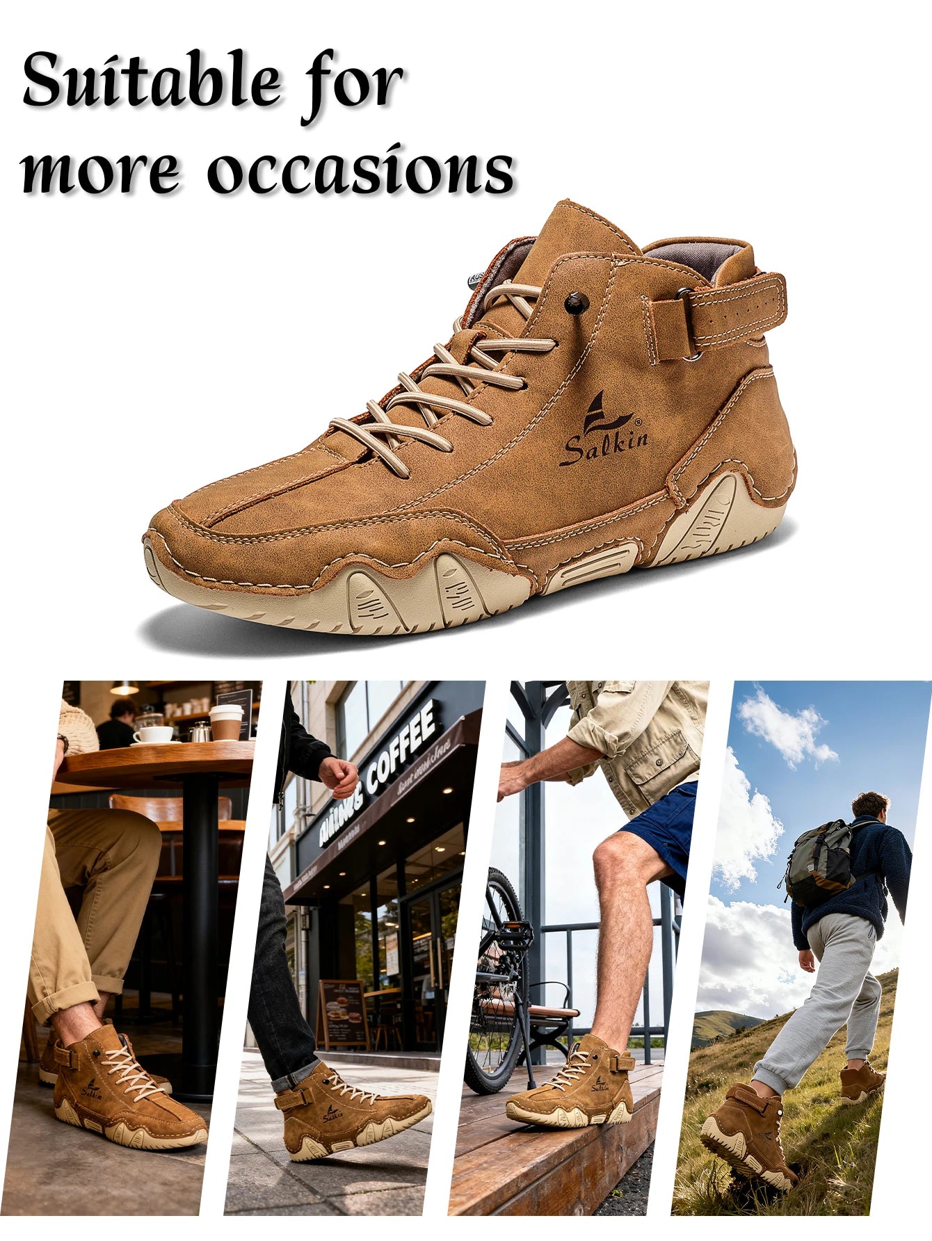 Men's Handmade Split Leather Ankle Boots Sneaker