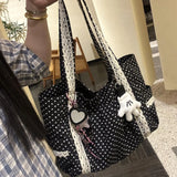 Vintage Canvas Lace Shoulder Bag – Elegant Tote