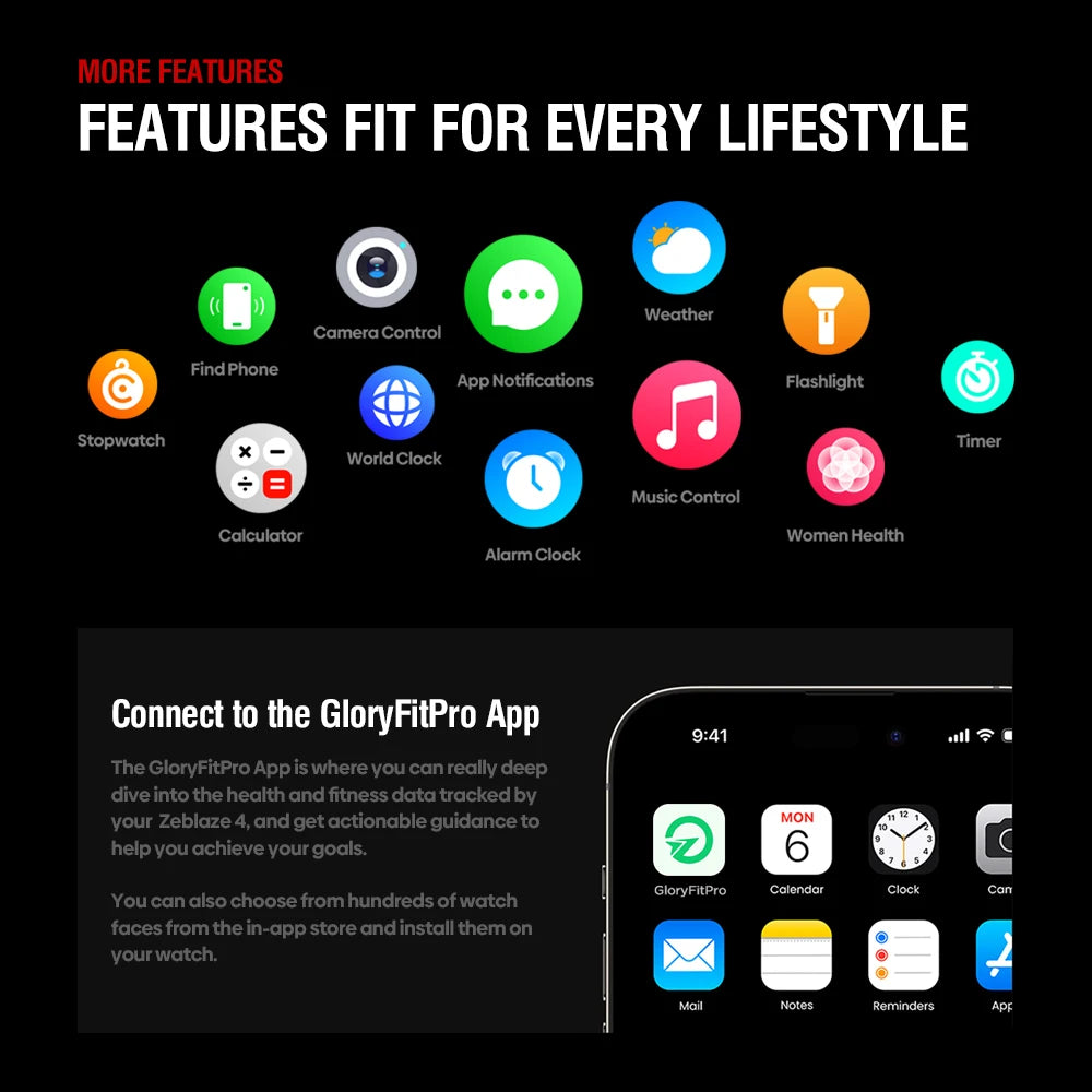 Zeblaze Stratos 4 GPS Smartwatch – AMOLED 1.43"