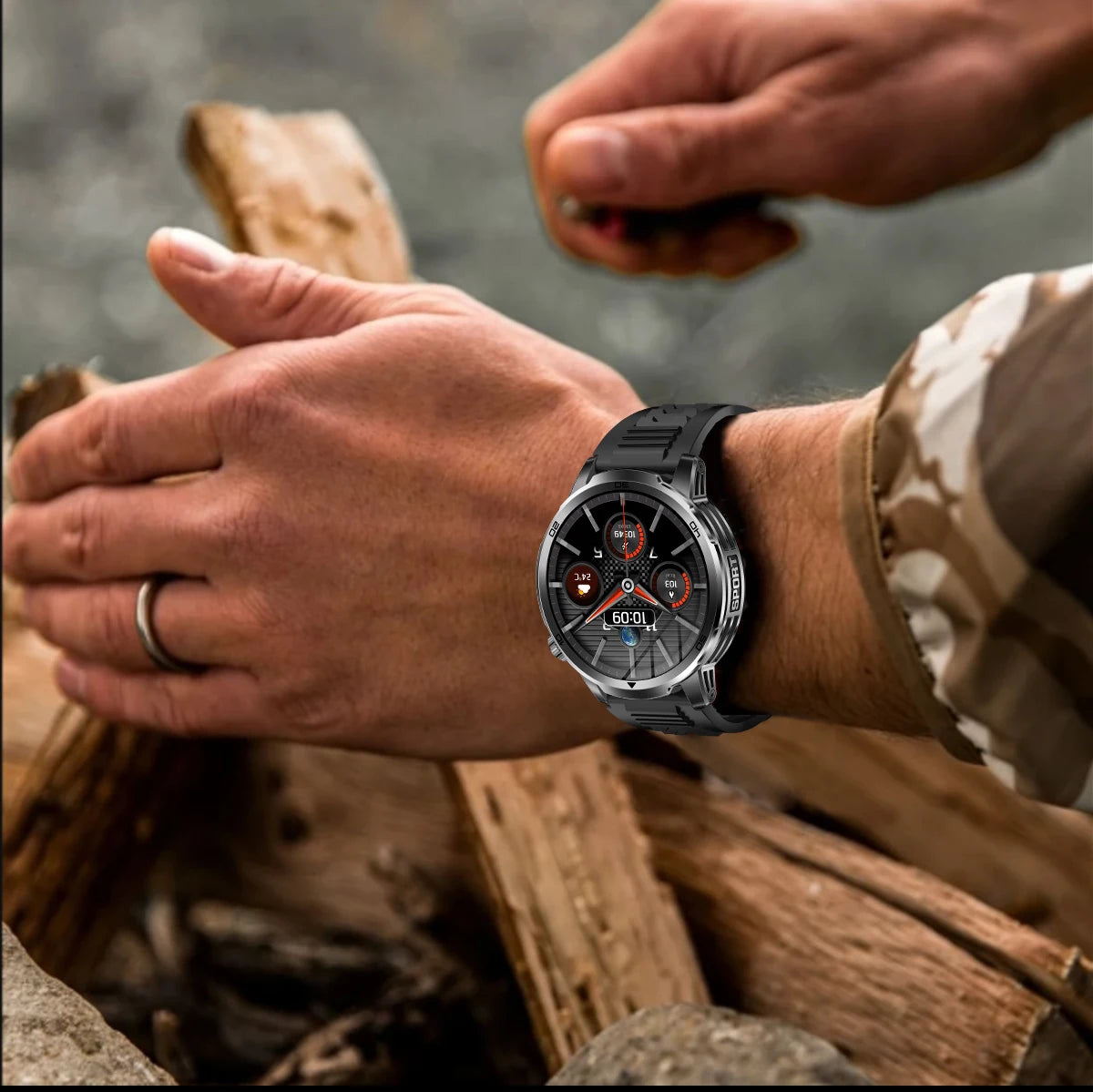 GUHUAVMI AK95 Pro Smartwatch – AMOLED, GPS & Flashlight