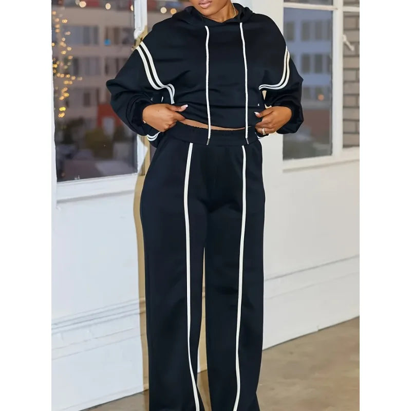 Two-Piece Striped Hooded Lounge Set