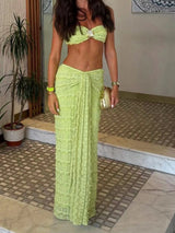 Shell Print Bandeau & Tie-Front Skirt Set