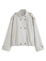 FSLE【Premium Series】Women's Oversize Short Trench Coat Brown Faux Leather Belted Jacket Grey Windbreaker Y2K Retro Outerwear
