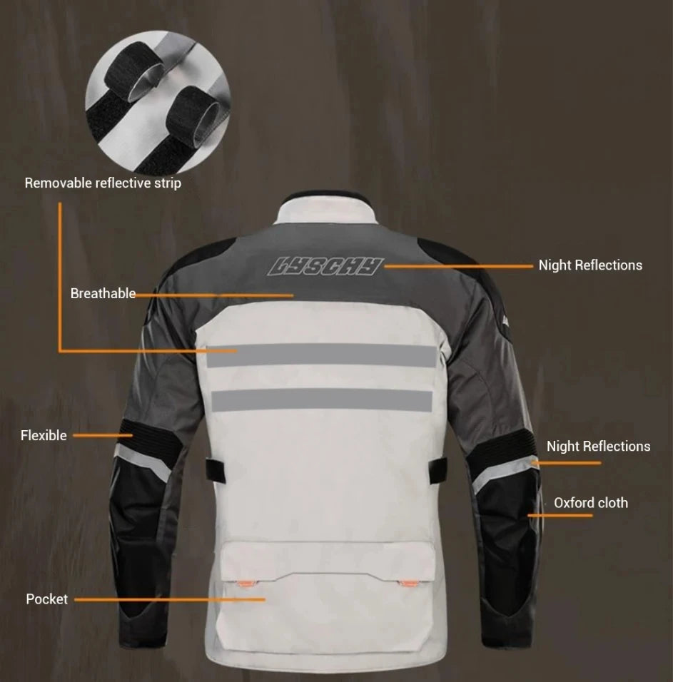 LYSCHY Motorcycle Jacket Pants Suit Cold-proof Waterproof Winter Men Motorbike Riding Moto Jacket Protective Gear Armor Clothing