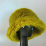 1pcs Winter Faux Fur Bucket Hat Warm Fluffy Plush colorful soft Winter hat Personality fur Fisherman Hats for women Plush hat겨